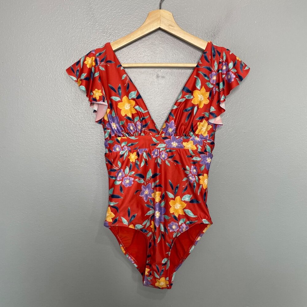 MODCLOTH the kelsie floral one piece swimsuit size S